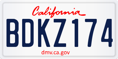 CA license plate BDKZ174