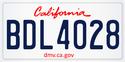 CA license plate BDL4028