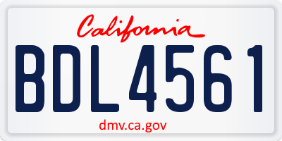 CA license plate BDL4561