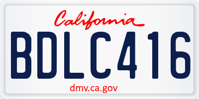 CA license plate BDLC416