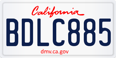 CA license plate BDLC885