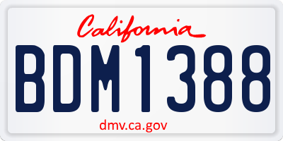 CA license plate BDM1388