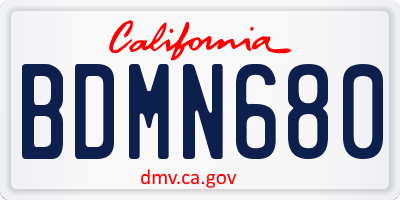 CA license plate BDMN680