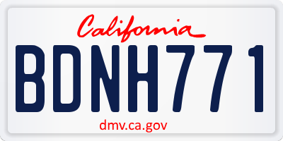 CA license plate BDNH771