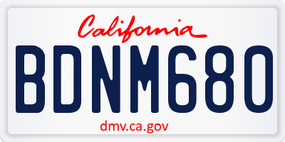 CA license plate BDNM680