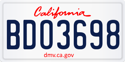 CA license plate BDO3698