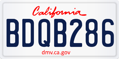 CA license plate BDQB286