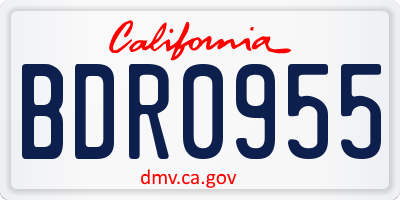 CA license plate BDR0955