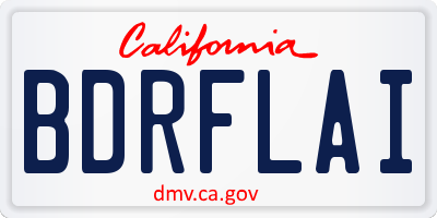 CA license plate BDRFLAI