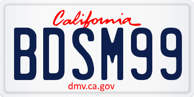 CA license plate BDSM99