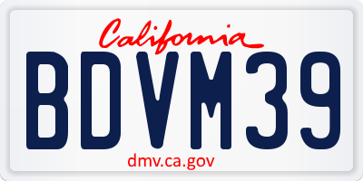 CA license plate BDVM39