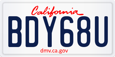 CA license plate BDY68U