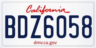 CA license plate BDZ6058