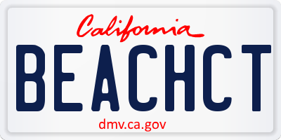 CA license plate BEACHCT