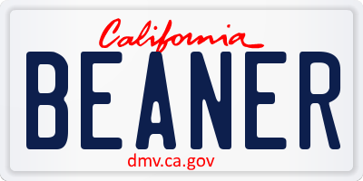 CA license plate BEANER