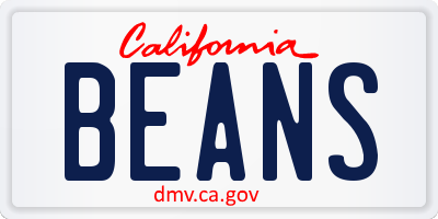 CA license plate BEANS