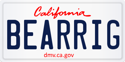 CA license plate BEARRIG