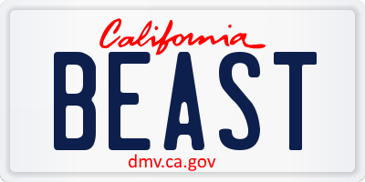 CA license plate BEAST