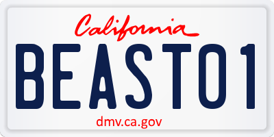 CA license plate BEAST01