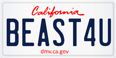 CA license plate BEAST4U