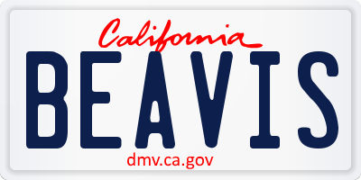 CA license plate BEAVIS