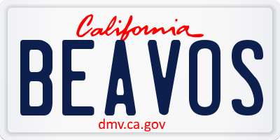 CA license plate BEAVOS