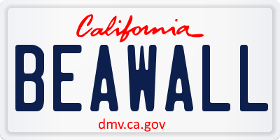 CA license plate BEAWALL