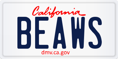 CA license plate BEAWS