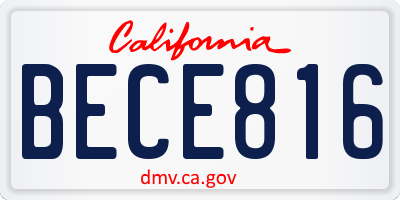 CA license plate BECE816