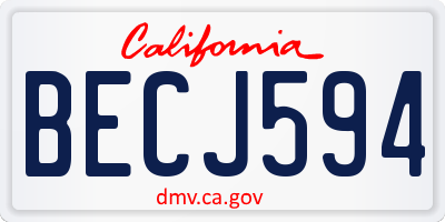 CA license plate BECJ594