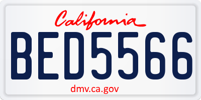 CA license plate BED5566