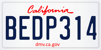 CA license plate BEDP314