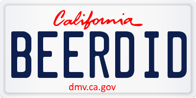 CA license plate BEERDID