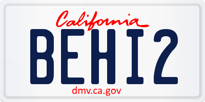 CA license plate BEHI2