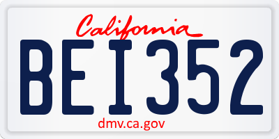 CA license plate BEI352