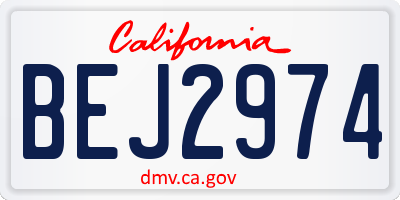 CA license plate BEJ2974