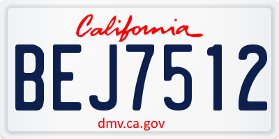 CA license plate BEJ7512