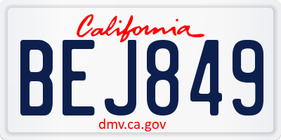 CA license plate BEJ849