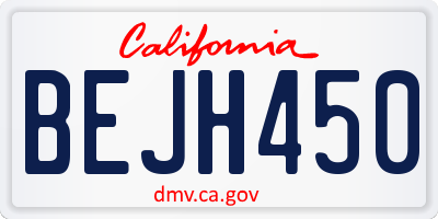 CA license plate BEJH450