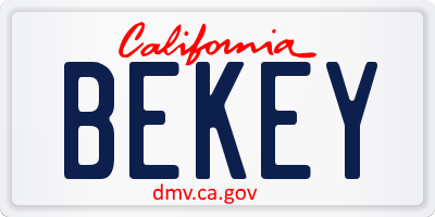 CA license plate BEKEY