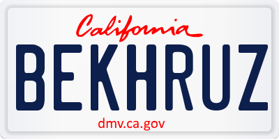 CA license plate BEKHRUZ