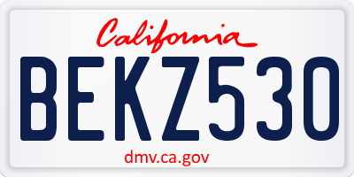 CA license plate BEKZ530