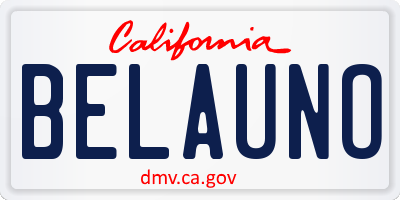 CA license plate BELAUNO