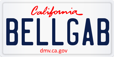 CA license plate BELLGAB