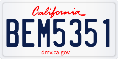 CA license plate BEM5351