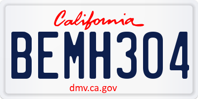 CA license plate BEMH304