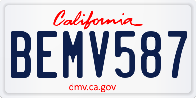 CA license plate BEMV587