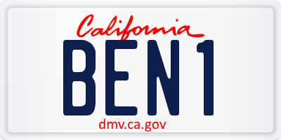 CA license plate BEN1