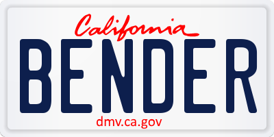 CA license plate BENDER