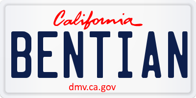 CA license plate BENTIAN